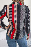 Casual Street Polka Dot Contrast Turn-back Collar Tops