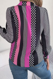 Casual Street Polka Dot Contrast Turn-back Collar Tops