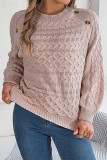 Casual Solid Buttons Weave O Neck Tops