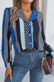 Casual Street Polka Dot Contrast Turn-back Collar Tops