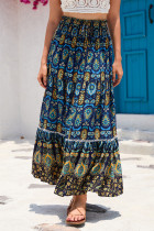 Bohemian Vintage Geometric Patchwork Loose High Waist Type A Full Print Bottoms