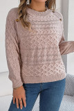 Casual Solid Buttons Weave O Neck Tops