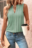 Casual Simplicity Solid Fold V Neck Tops