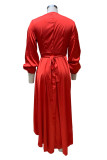 Elegant Solid Flounce V Neck A Line Dresses