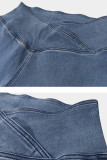 Casual Solid Asymmetrical High Waist Skinny Denim Jeans