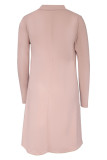 Casual Simplicity Solid Turtleneck Long Sleeve Dresses