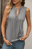 Casual Simplicity Solid Fold V Neck Tops