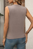 Casual Simplicity Solid Fold V Neck Tops