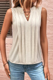 Casual Simplicity Solid Fold V Neck Tops