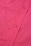 Casual Simplicity Solid Buttons Turndown Collar Tops