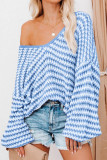 Sexy Striped Weave U Neck Tops