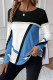 Casual Geometric Print Contrast O Neck Tops