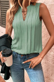 Casual Simplicity Solid Fold V Neck Tops