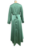 Elegant Solid Flounce V Neck A Line Dresses