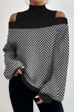 Casual Geometric Printing Half A Turtleneck Tops