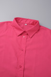 Casual Simplicity Solid Buttons Turndown Collar Tops