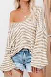 Sexy Striped Weave U Neck Tops