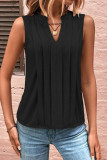 Casual Simplicity Solid Fold V Neck Tops
