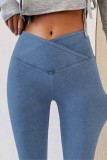 Casual Solid Asymmetrical High Waist Skinny Denim Jeans