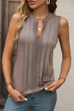 Casual Simplicity Solid Fold V Neck Tops