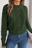 Casual Solid Buttons O Neck Tops