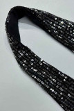 Sexy Solid Sequins Backless Slit Halter One Step Skirt Dresses
