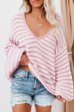 Sexy Striped Weave U Neck Tops