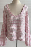 Sexy Striped Weave U Neck Tops