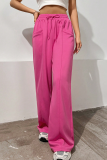 Casual Sportswear Solid Pocket Loose High Waist Wide Leg Solid Color Bottoms