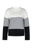 Casual Striped Contrast Weave O Neck Tops