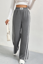 Casual Striped Patchwork Loose High Waist Wide Leg Patchwork Bottoms