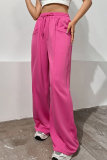 Casual Sportswear Solid Pocket Loose High Waist Wide Leg Solid Color Bottoms