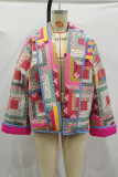Casual Vintage Geometric Printing Scarf Collar Outerwear