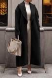 Street Solid Turndown Collar Outerwear
