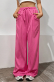 Casual Sportswear Solid Pocket Loose High Waist Wide Leg Solid Color Bottoms
