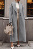 Street Solid Turndown Collar Outerwear