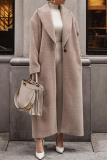 Street Solid Turndown Collar Outerwear