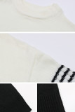 Casual Striped Contrast Weave O Neck Tops