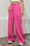 Casual Sportswear Solid Pocket Loose High Waist Wide Leg Solid Color Bottoms