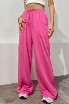 Casual Sportswear Solid Pocket Loose High Waist Wide Leg Solid Color Bottoms