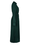 Elegant Solid Fold V Neck Pleated Dresses