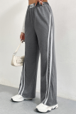 Casual Striped Patchwork Loose High Waist Wide Leg Patchwork Bottoms