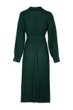 Elegant Solid Fold V Neck Pleated Dresses