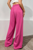 Casual Sportswear Solid Pocket Loose High Waist Wide Leg Solid Color Bottoms