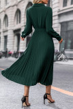 Elegant Solid Fold V Neck Pleated Dresses