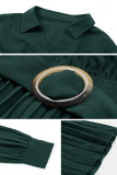 Elegant Solid Fold V Neck Pleated Dresses