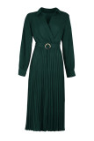 Elegant Solid Fold V Neck Pleated Dresses