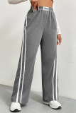 Casual Striped Patchwork Loose High Waist Wide Leg Patchwork Bottoms