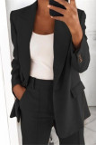 Work Daily Solid Buttons Turn-back Collar Outerwear