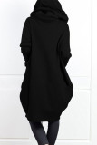 Casual Solid Pocket Zipper Hooded Collar Outerwear